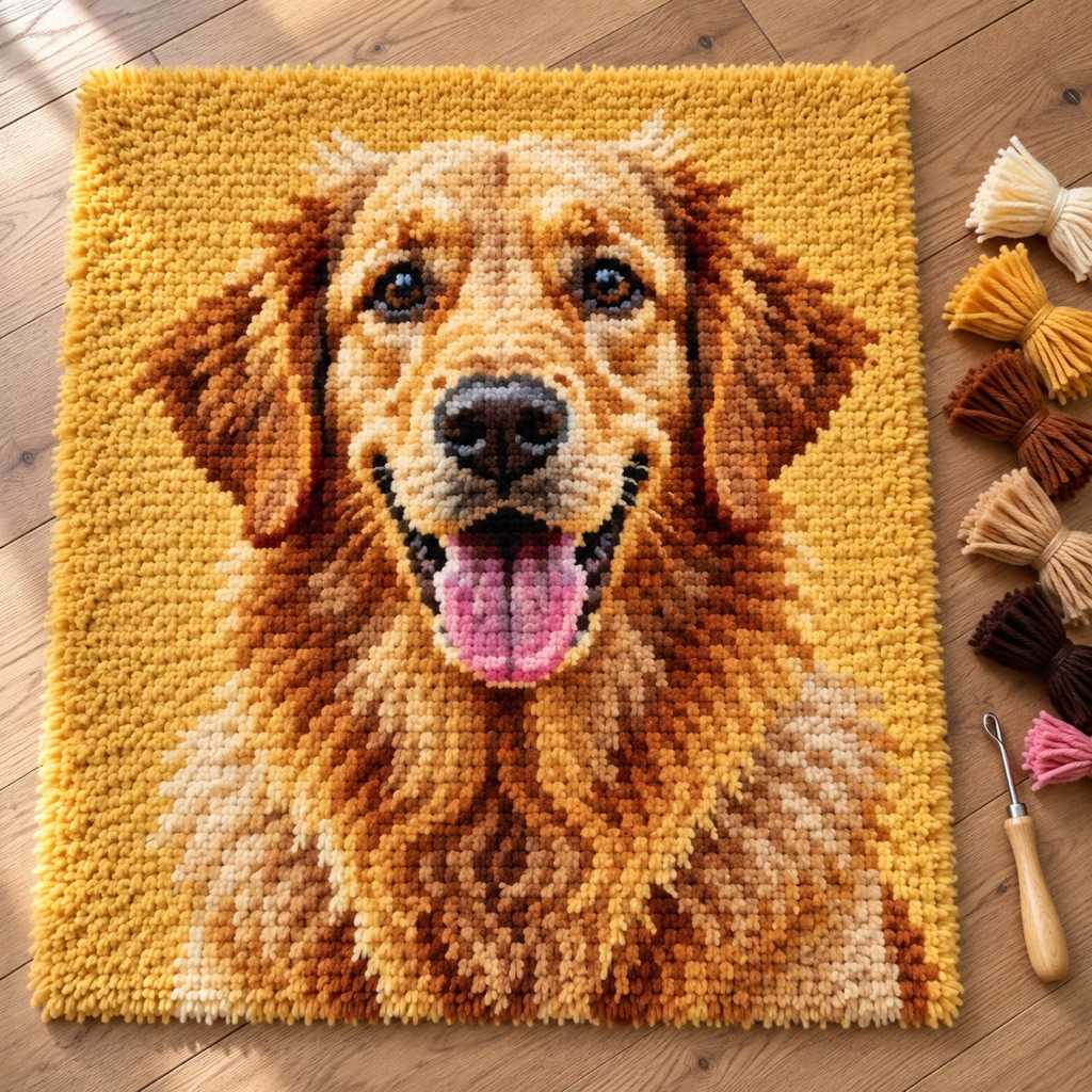 Example latch hook rug chart generated by ArtPatt from a photo