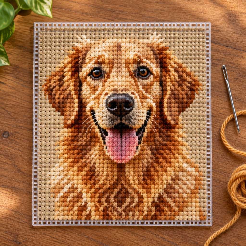 Example plastic canvas mesh chart generated by ArtPatt from a photo