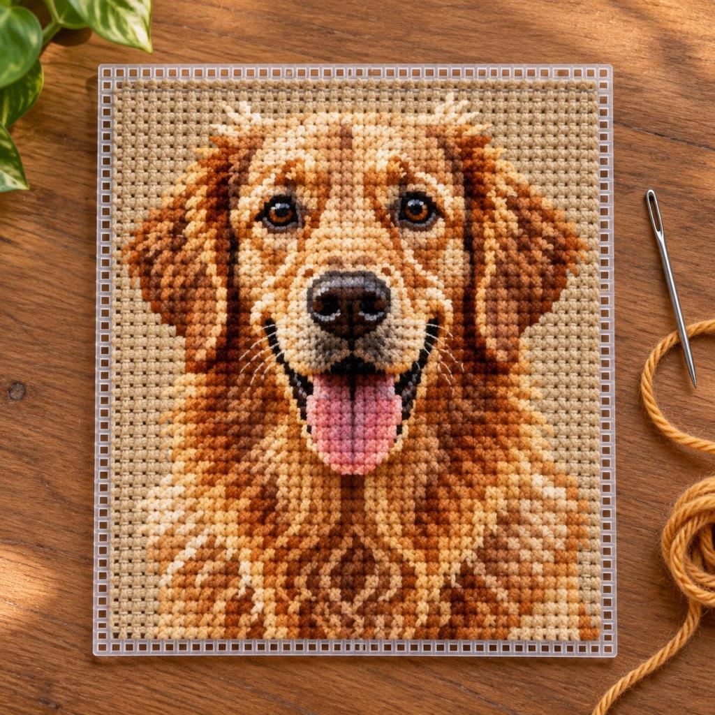 Example plastic canvas mesh chart generated by ArtPatt from a photo