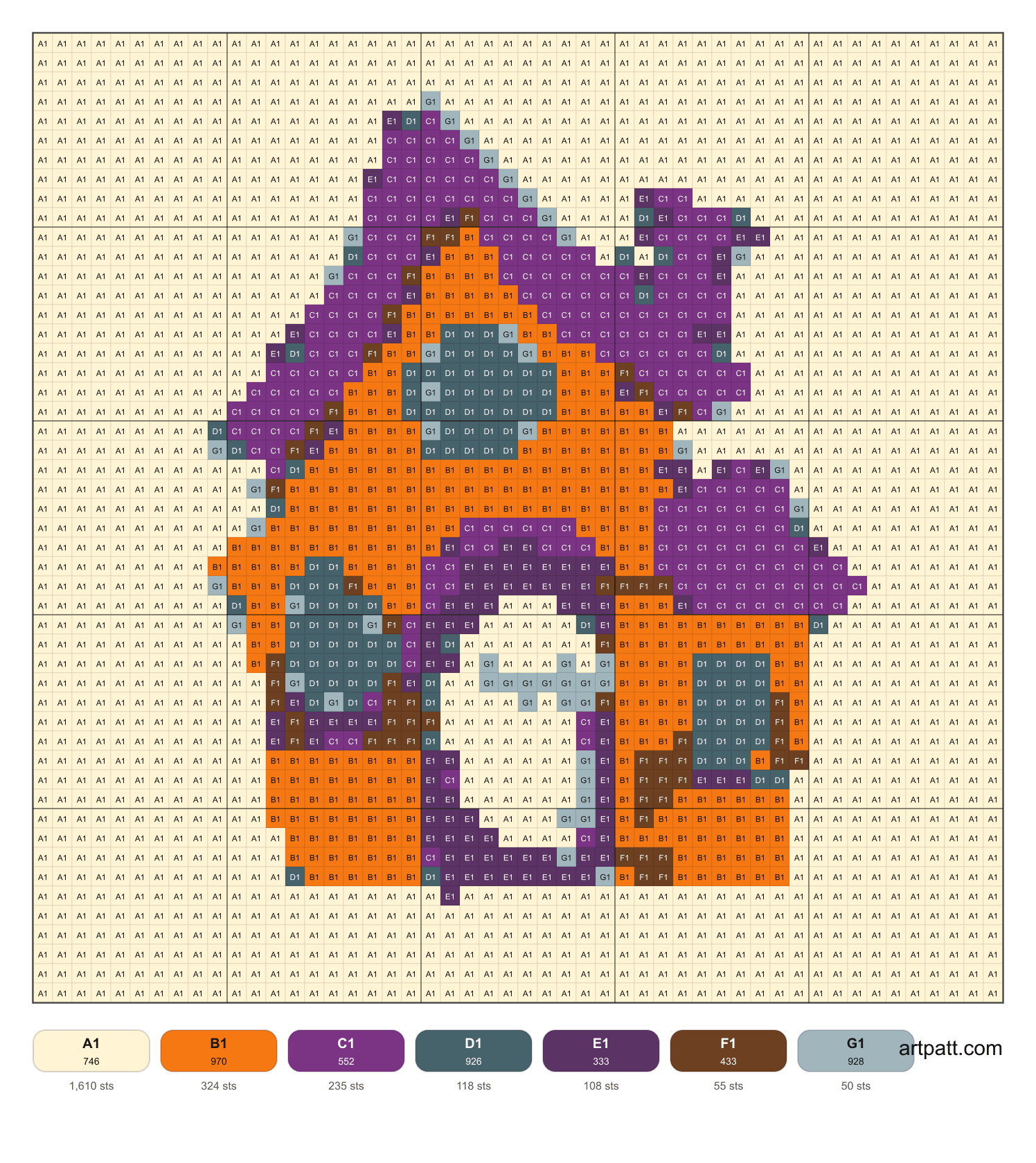 Free cute haunted house cross-stitch pattern with DMC colors