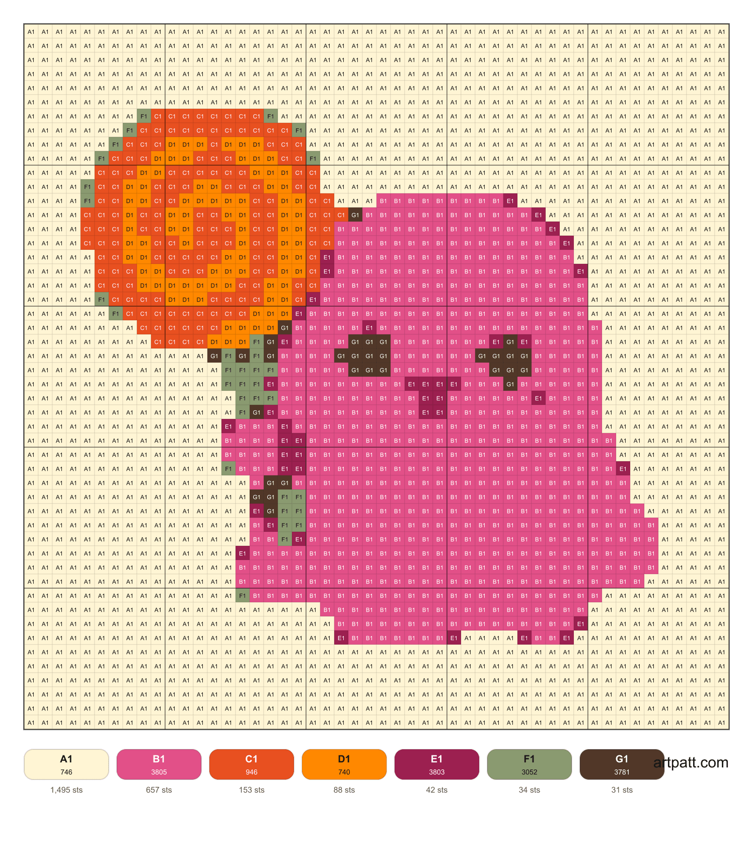 Free pink ghost and lollipop cross-stitch pattern with DMC colors